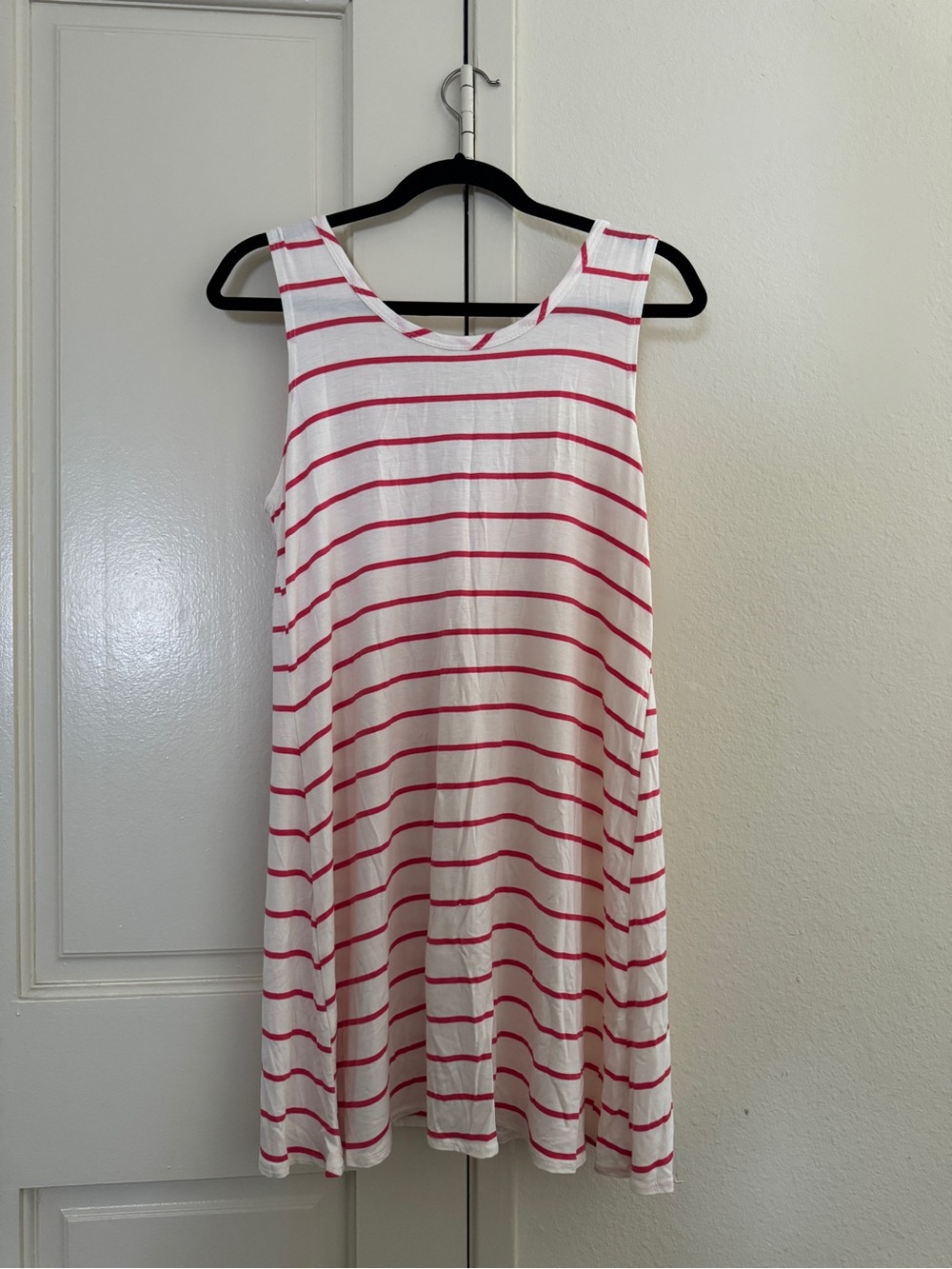 Olivia Rae White Tank Dress with Red Stripes